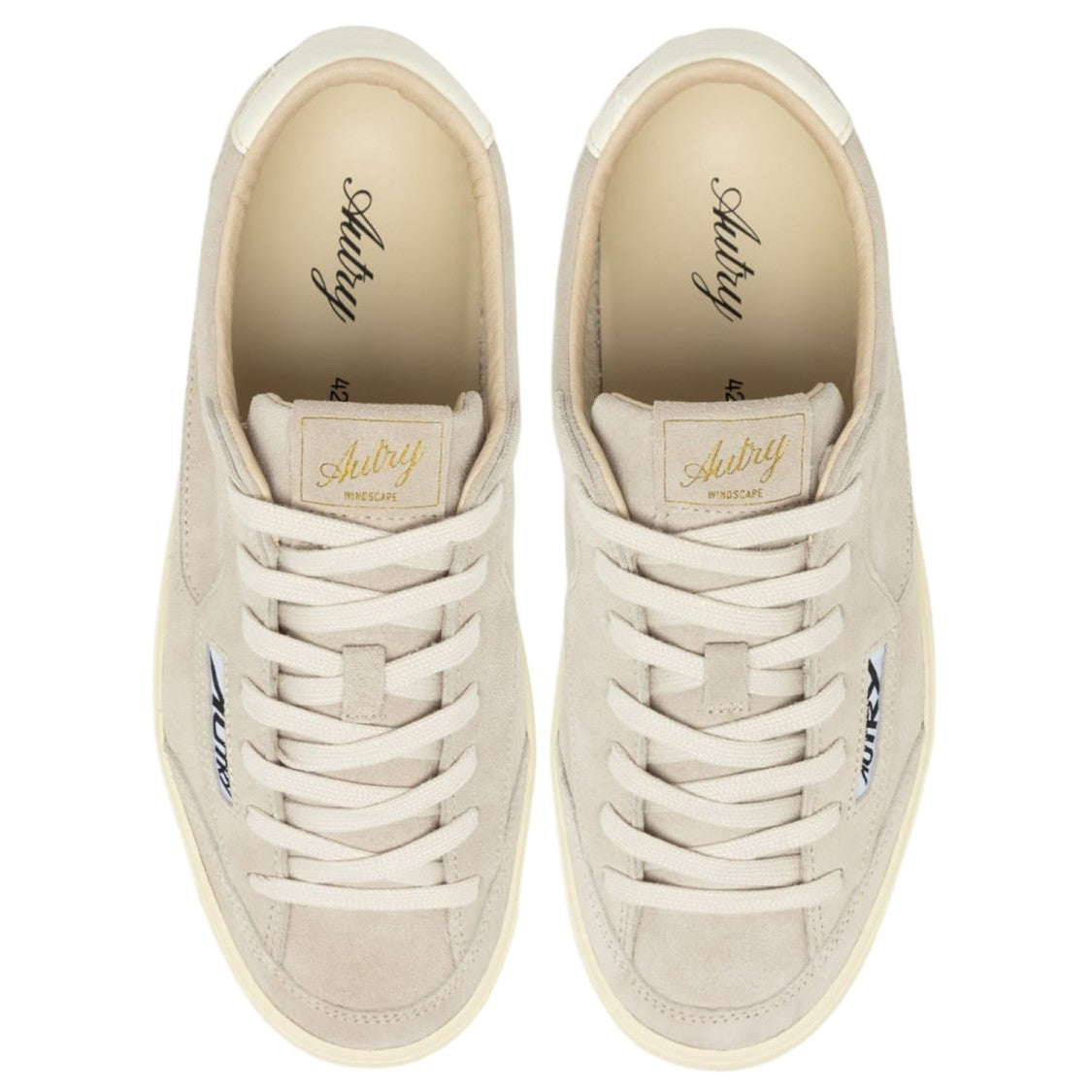 Autry Beige Low Sneakers With Round Toe And Logo Details