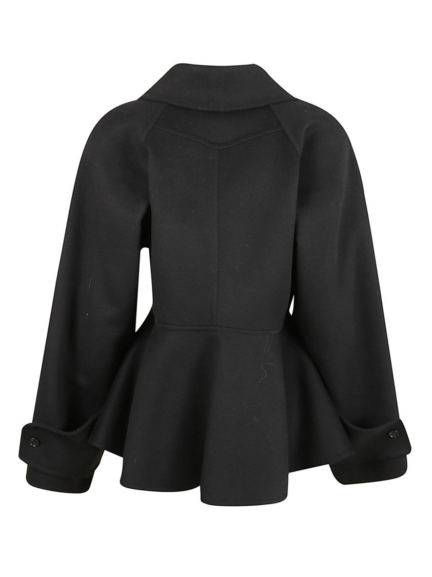 Chloé Peplum Hem Wool Jacket With Shawl Collar