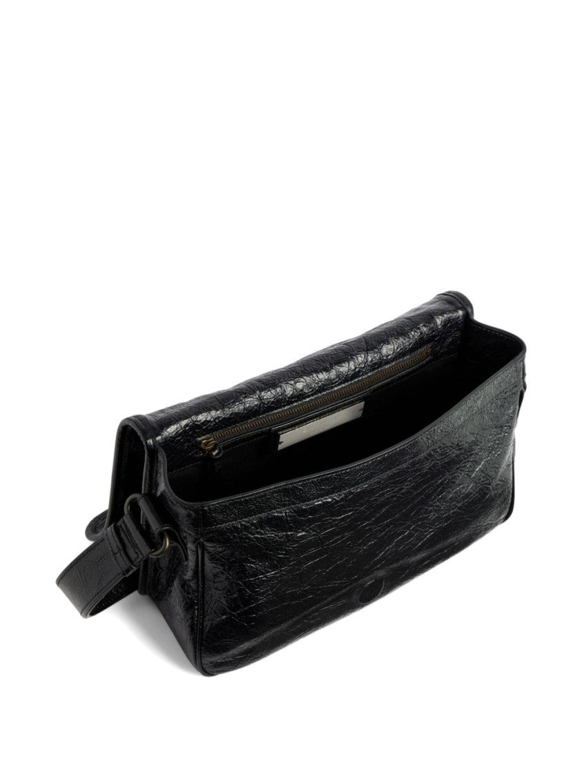 Balenciaga Black Le City Small Lambskin Flap Messenger Bag