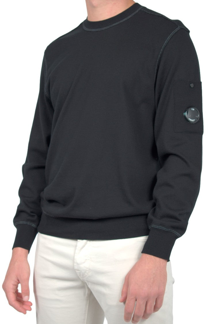 C.P. Company Charcoal Lens Detail Crew-Neck Cotton Sweatshirt