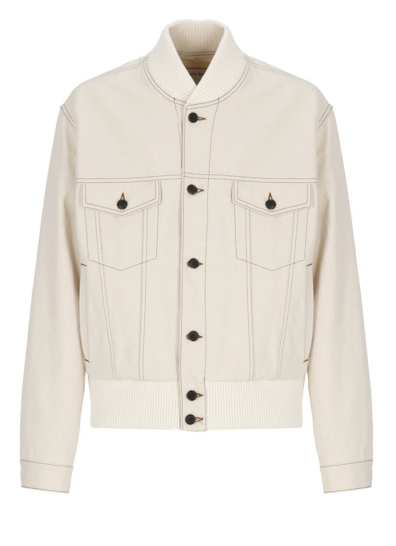 Lanvin Ivory Cotton Flap-Pocket Jacket