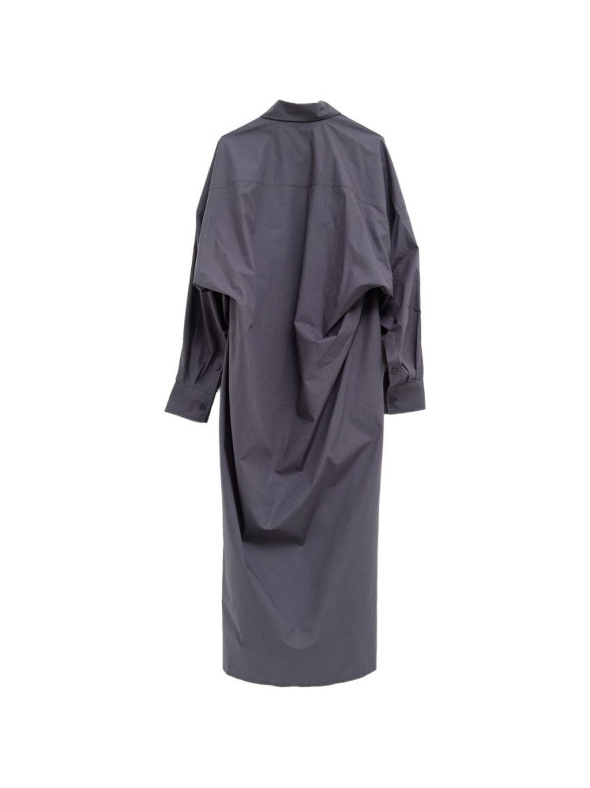 The Frankie Shop Black Loose-Fitting Classic Collar Shirt Dress
