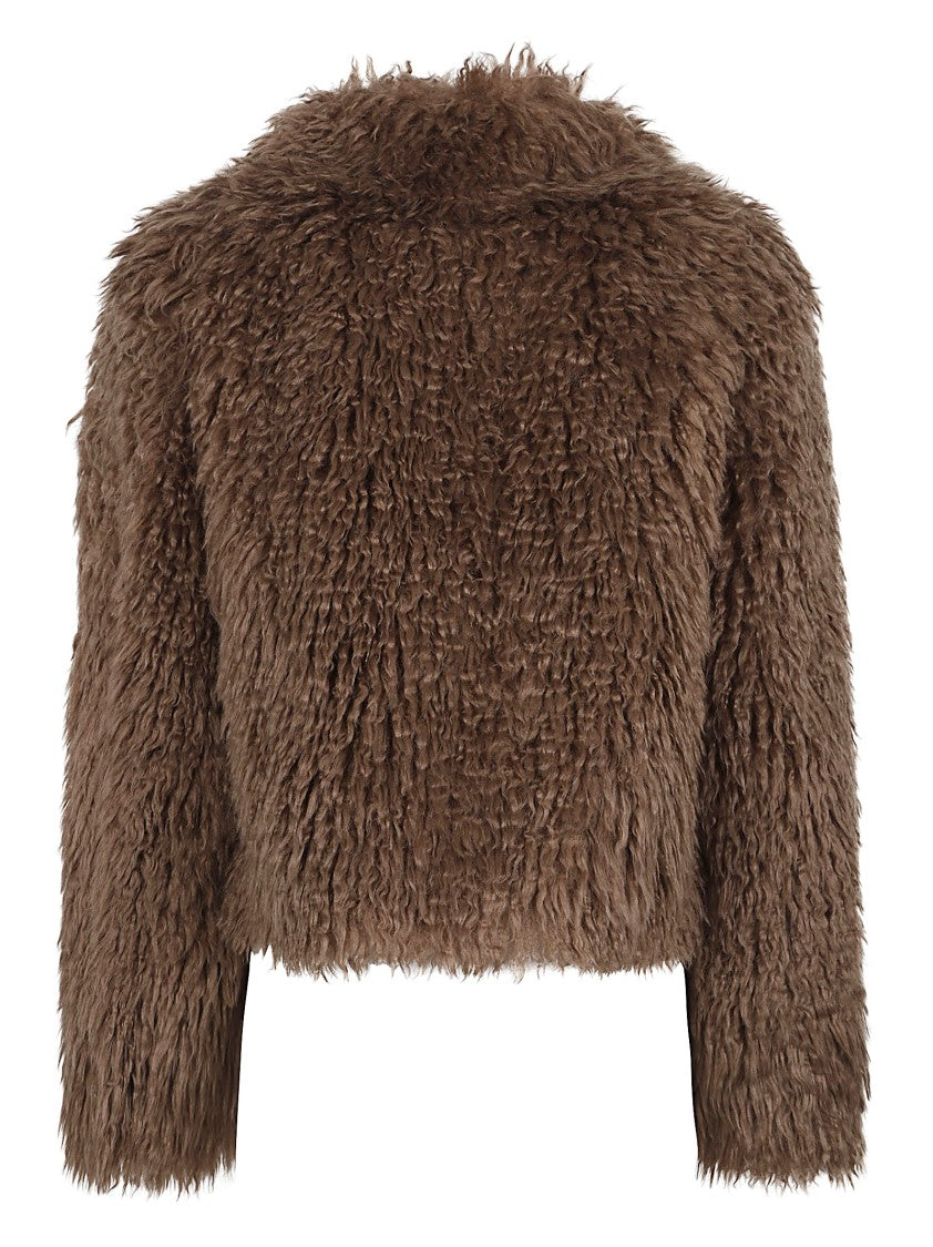 Stand Studio Plush Cropped Jacket With Rounded Collar