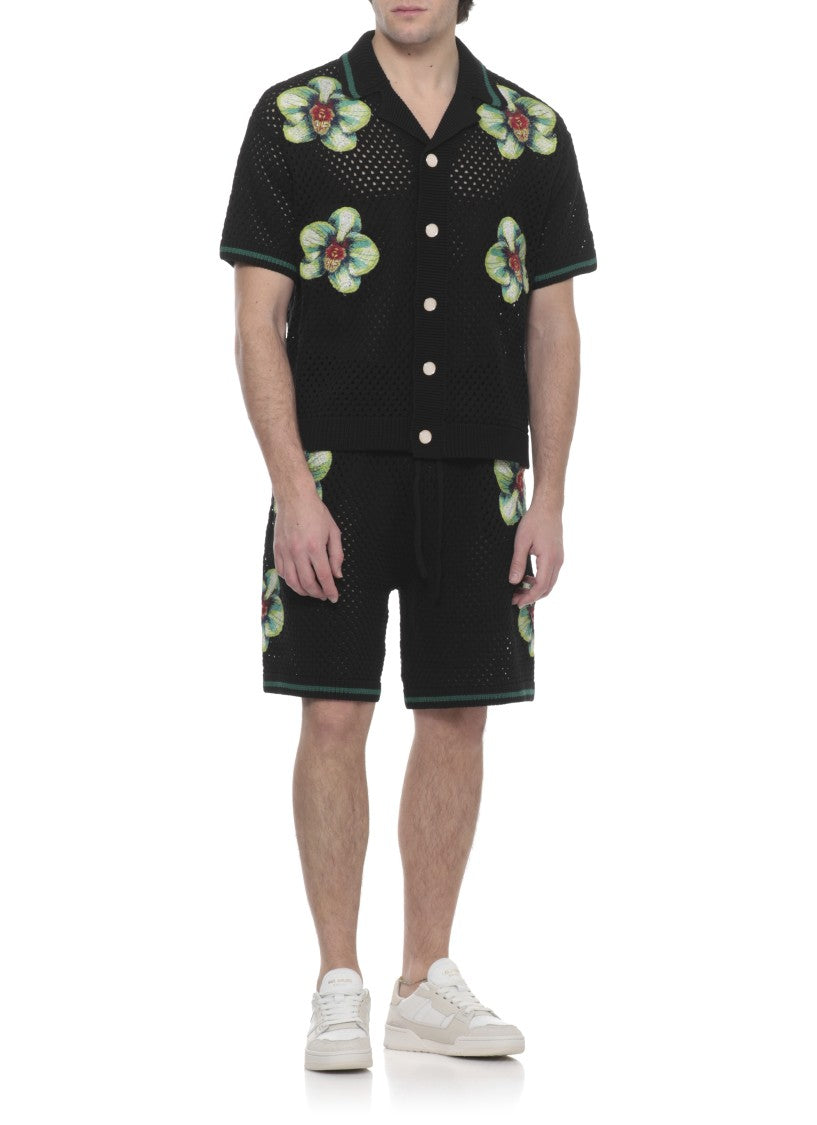 Casablanca Black Glitch Orchid Cotton Shirt