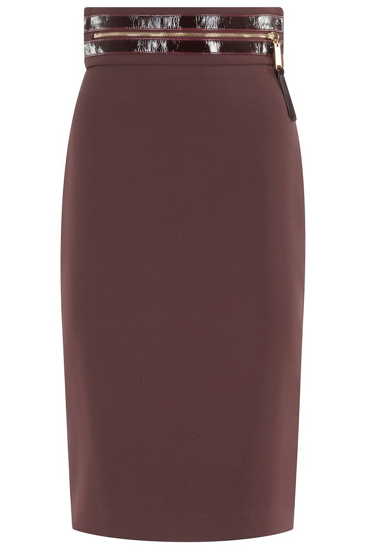 Elisabetta Franchi Merlot Midi Skirt With Front Zip