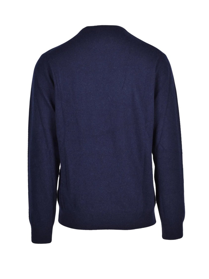 Mc2 Saint Barth Blue Wool-Blend Crewneck Sweater