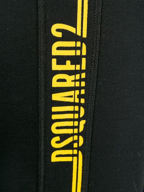 Dsquared2 Straight-Leg Trousers With Vertical Yellow Stripe And Signature Branding