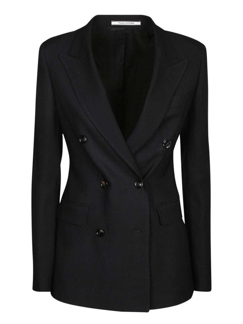 Tagliatore Double-Breasted Black Jacket With Authentic Horn Buttons