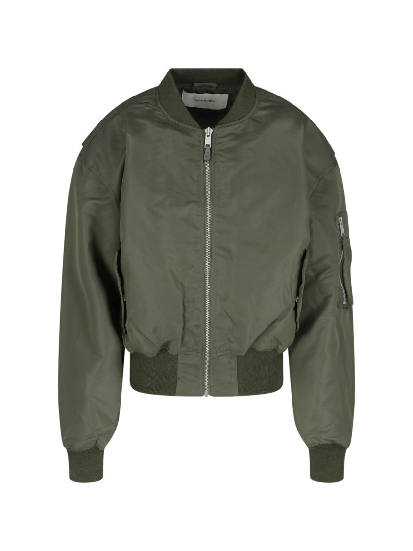 Entire Studios "Broad" Zip Bomber Jacket Green