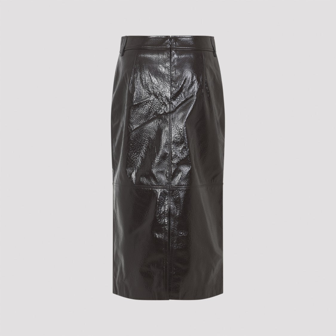 The Frankie Shop Knee-Length Textured Polyurethane Skirt With Seam Detailing