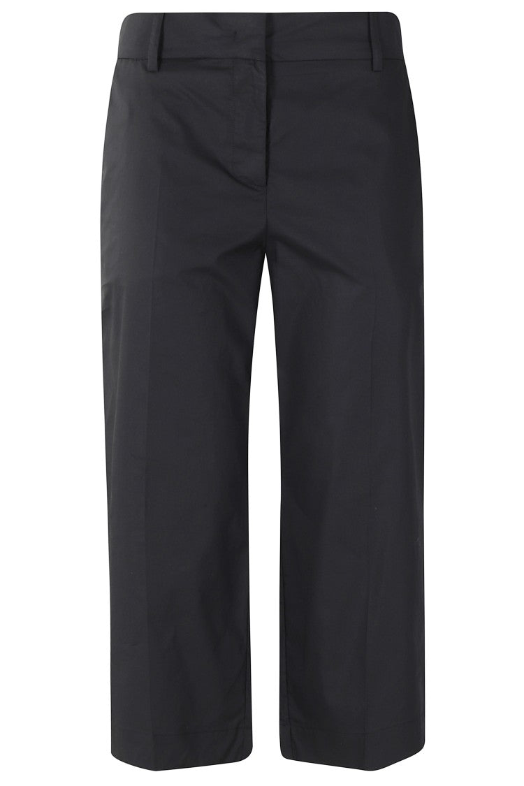 Meimei J. Black Capri Belt-Loops Cotton Cropped Pants