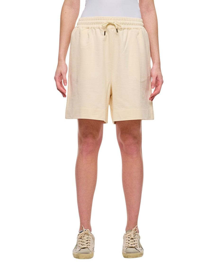 Moncler Relaxed Fit Cream Knitted Shorts With Elasticated Waistband