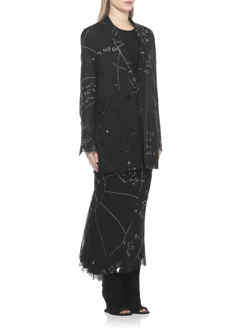 Rick Owens Black Concordian Silk Blazer