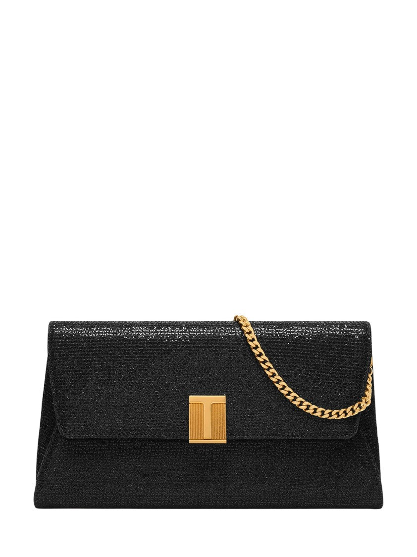 Tom Ford Glitter-Finish Black Clutch
