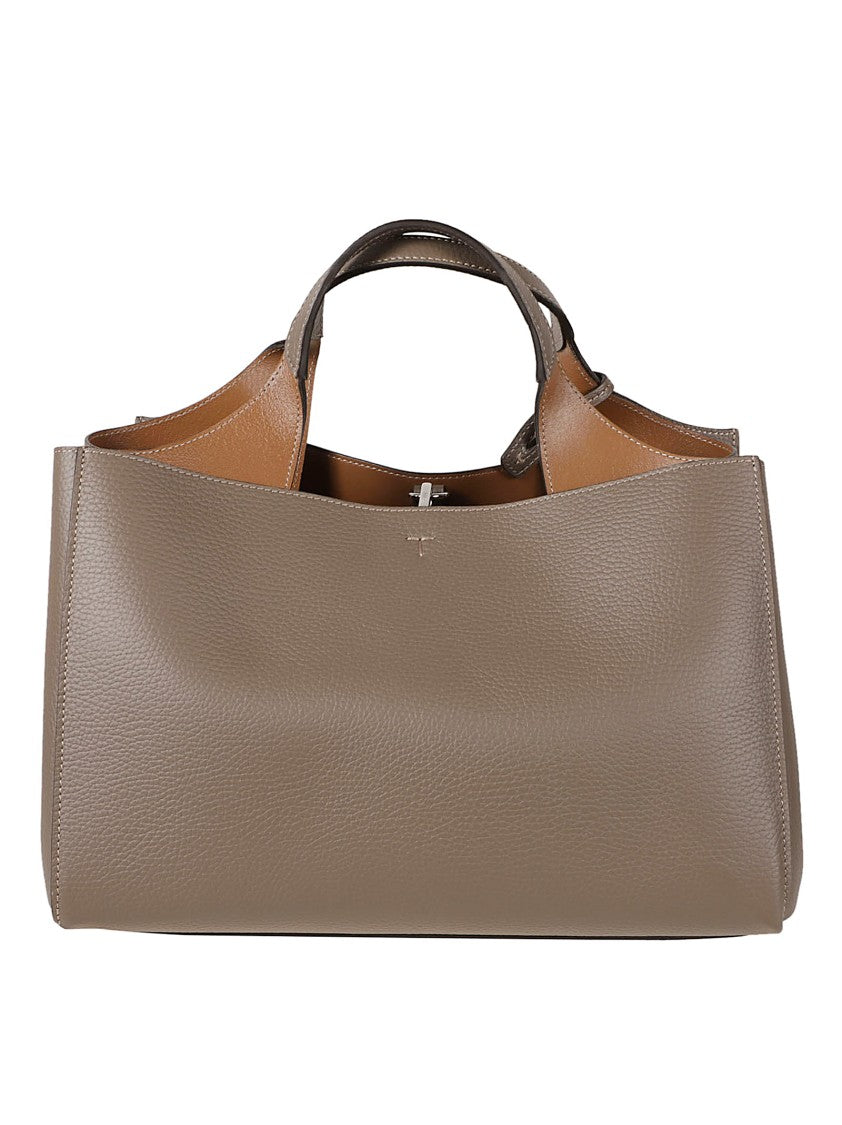 Tod's Structured Rectangular Handbag With Textured Calfskin Finish
