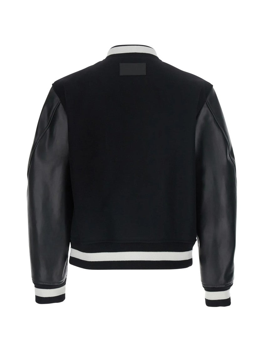 Givenchy Wool Varsity Contrast Leather Sleeves Blazer
