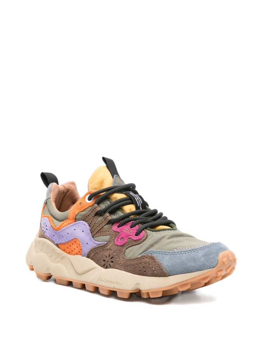 Flower Mountain Multi-Textured Kaki Sneakers With Sole
