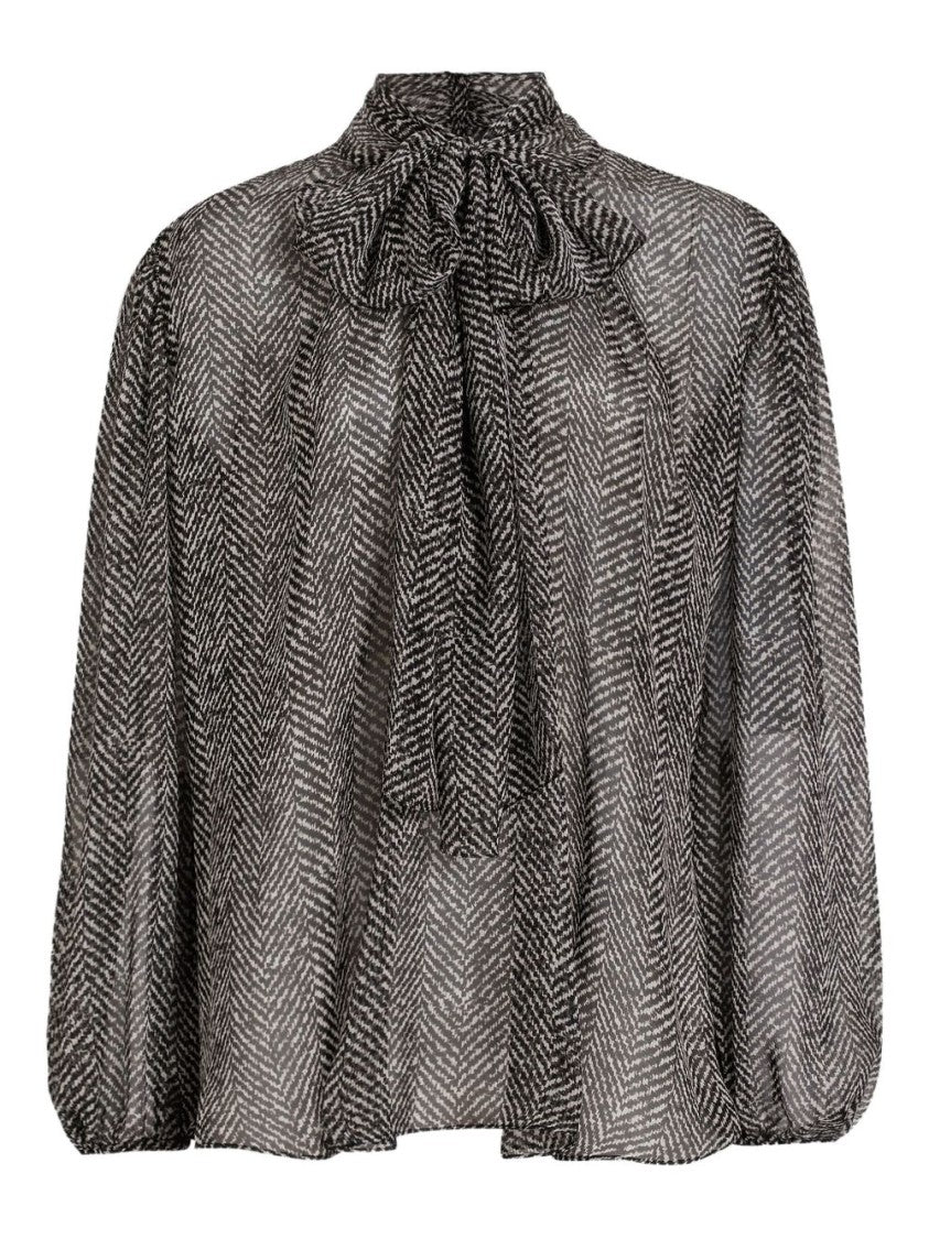 Dolce & Gabbana Sheer Blouse With Herringbone Pattern