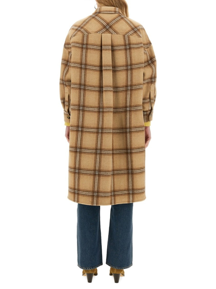 Isabel Marant Classic Plaid Oversized Coat With Soft Texture