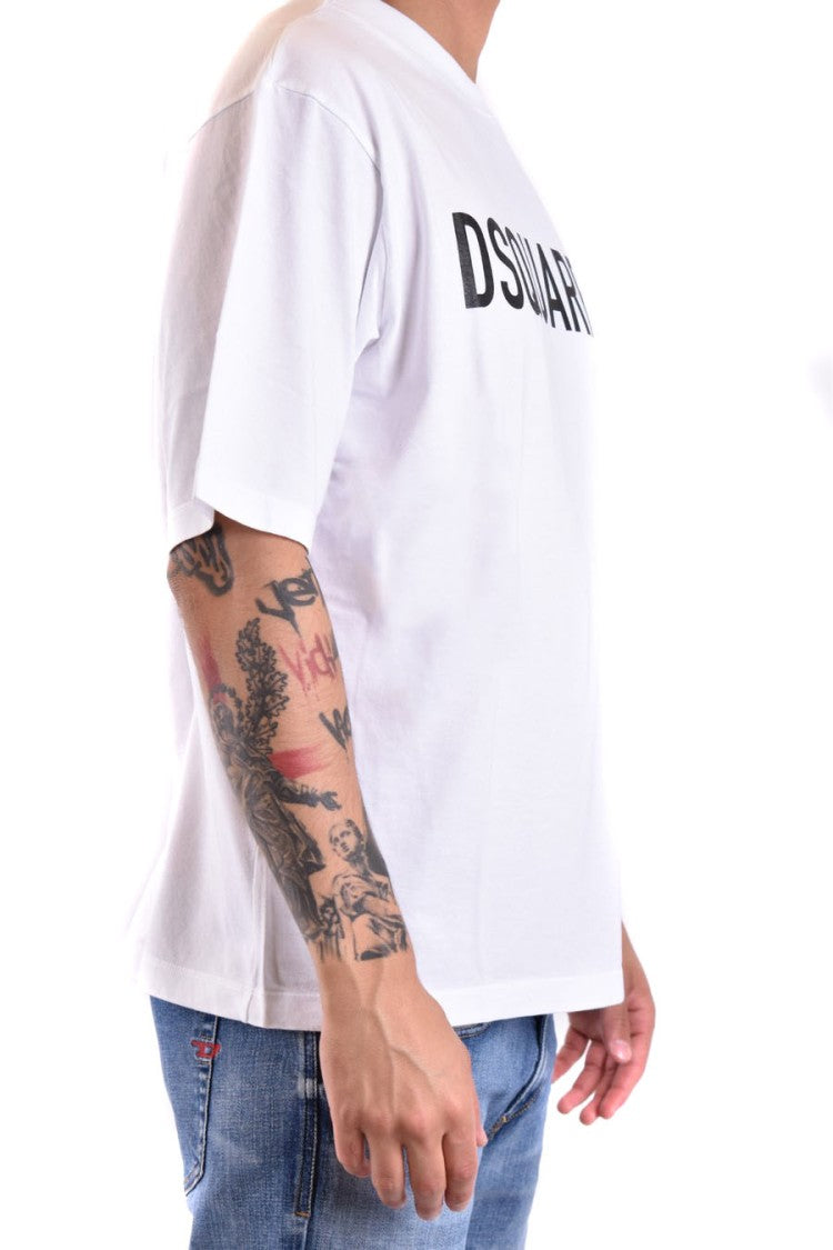 Dsquared2 White Cotton Wordmark T-Shirt