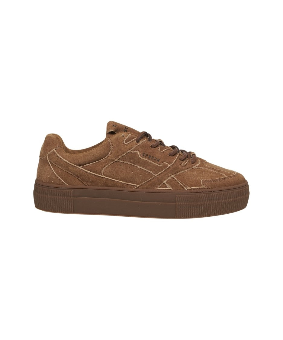 Copenaghen Brown Leather Vintage-Inspired Sneakers With Detailed Stitching