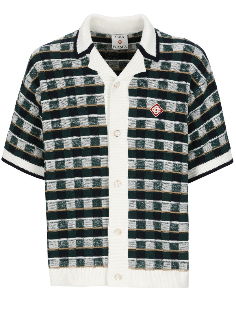 Casablanca Green Mosaic Check Pattern Shirt