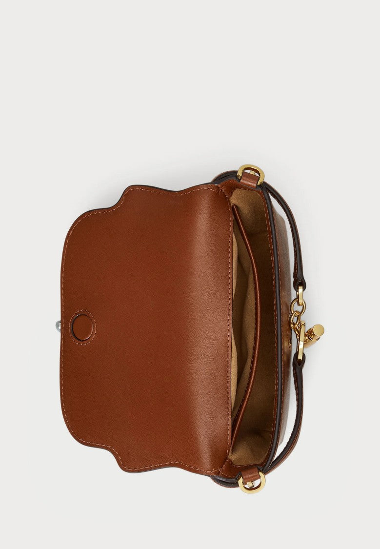 Lauren Ralph Lauren Brown Natural Smooth Leather Crossbody Bag