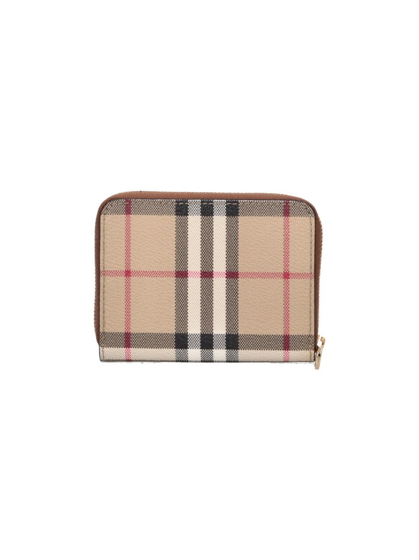 Burberry Beige Check Canvas Zip-Around Wallet