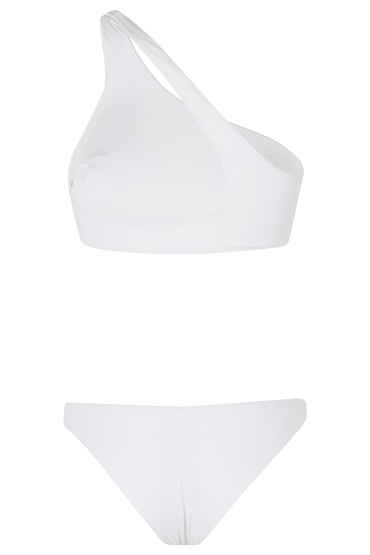 Federica Tosi White One-Shoulder Minimal-Cut Nylon Bikini