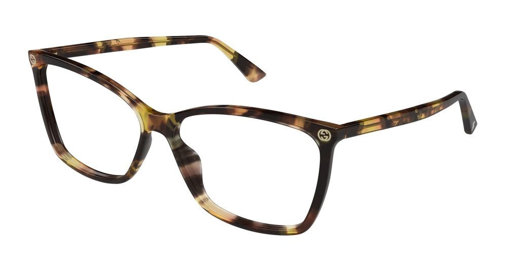 Gucci Havana Tortoiseshell Pattern Square Frame Eyeglasses