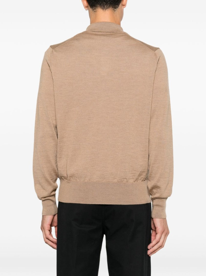 Ami Paris Long-Sleeve Polo Shirt With Classic Collar And Embroidered Logo