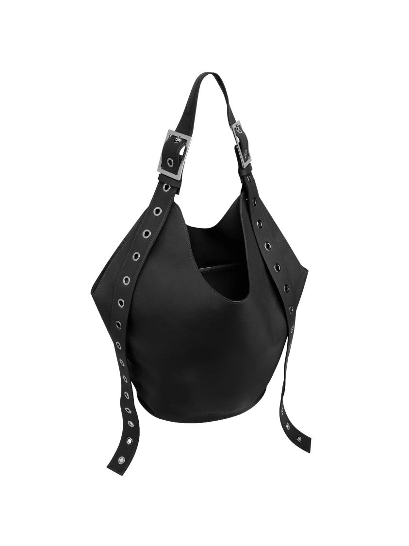 Dondup Black Big Hobo Leather Bag