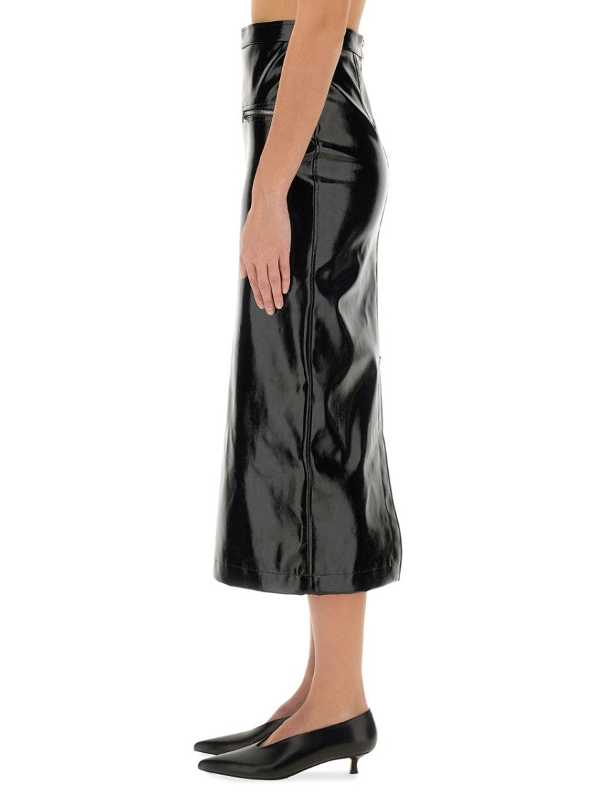 Msgm Patent Leather Midi Skirt