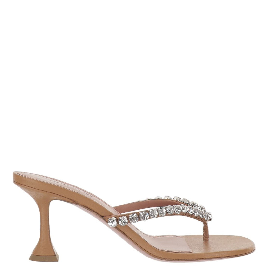 Amina Muaddi Leather Sandals With Crystal-Embellished Thong Design
