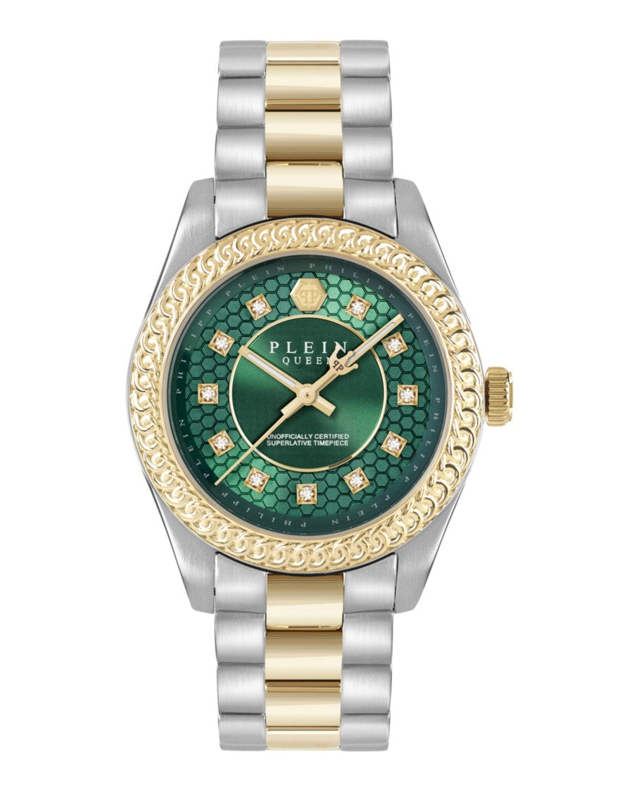 Philipp Plein Queen Supreme Crystal Watch With Green Sunray Dial