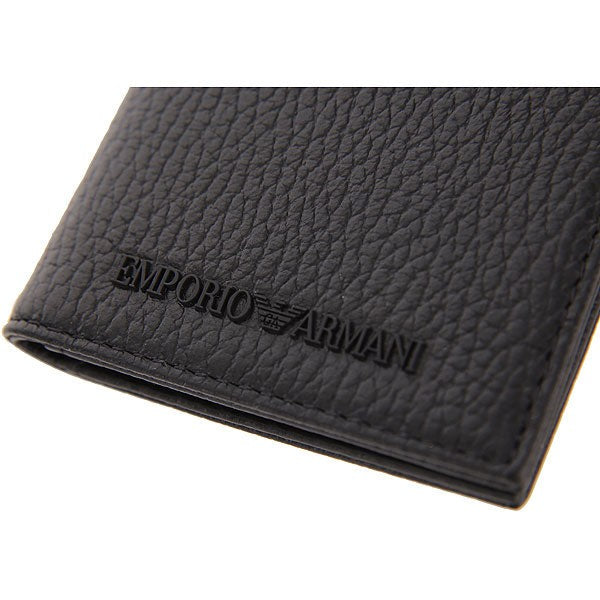 Emporio Armani Textured Black Leather Credit Card Holder