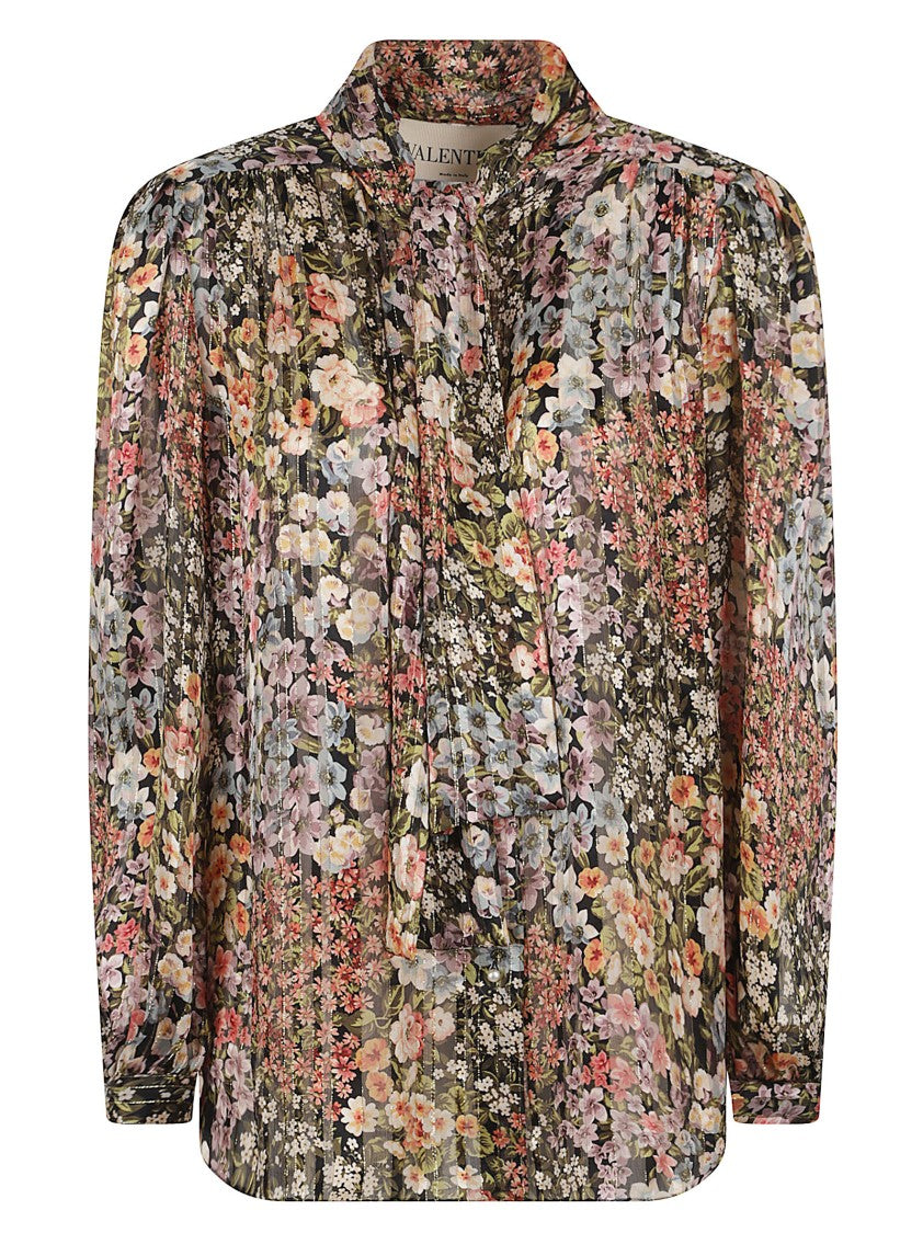 Valentino Garavani Pastel Floral Pattern Silk Blouse