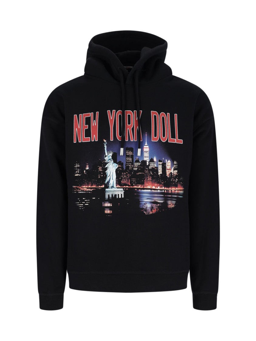 Dsquared2 Black Cotton "New York Doll" Hoodie