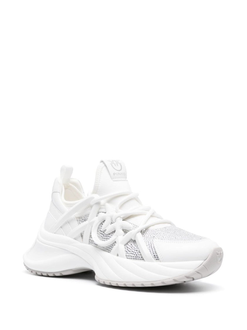 Pinko Panelled Design Scuba Jersey And Calf Leather Sneakers