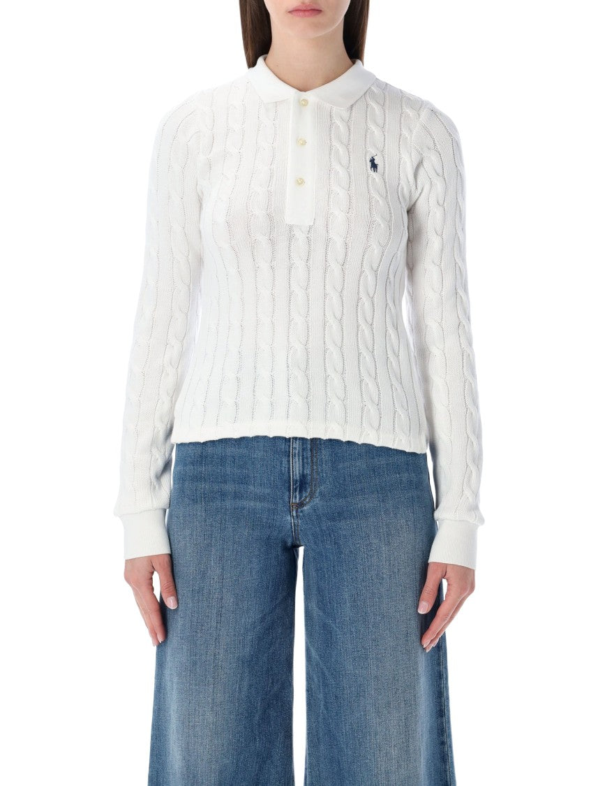 Polo Ralph Lauren Cable Knit Cotton Polo Sweater