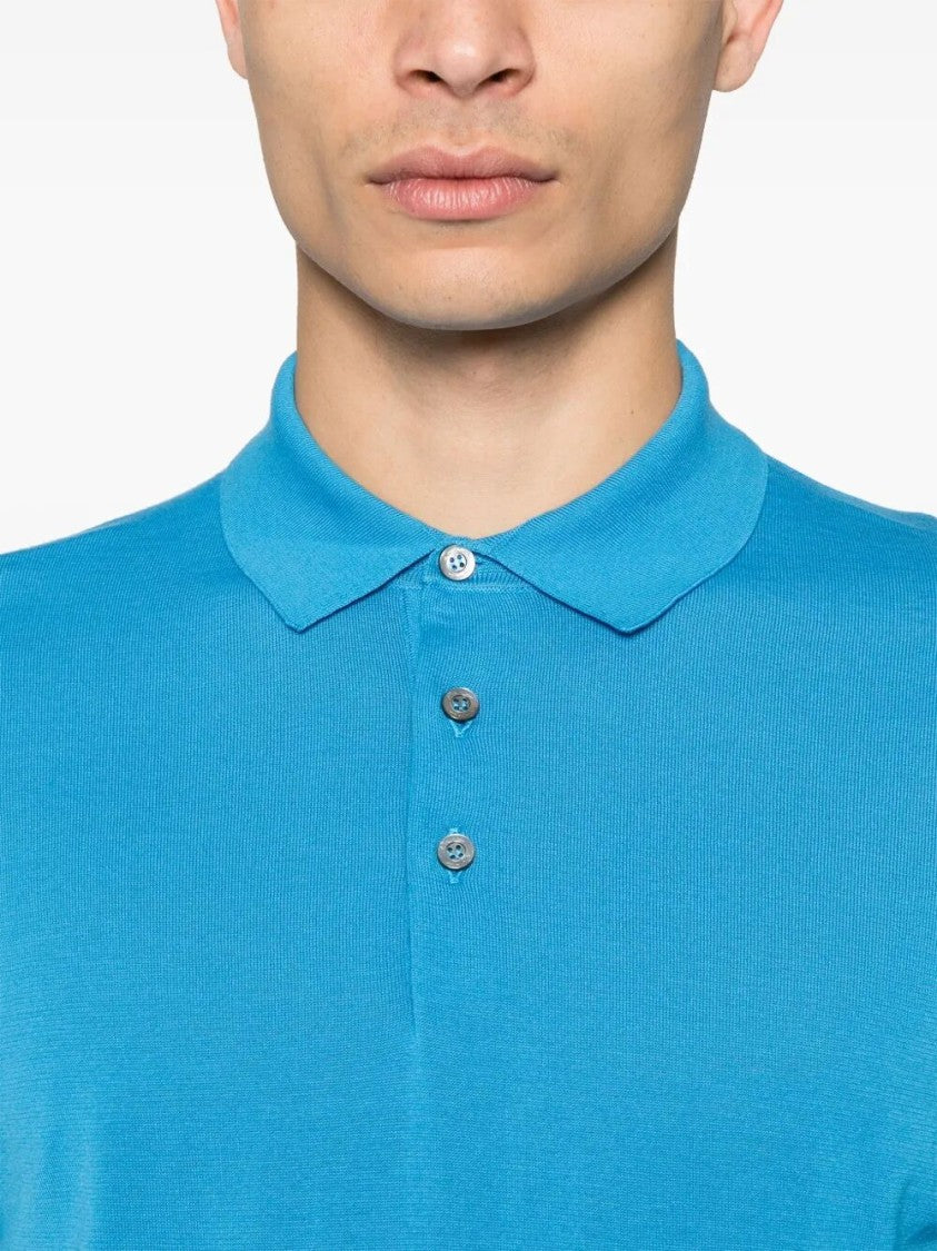Drumohr Classic Blue Cotton Polo