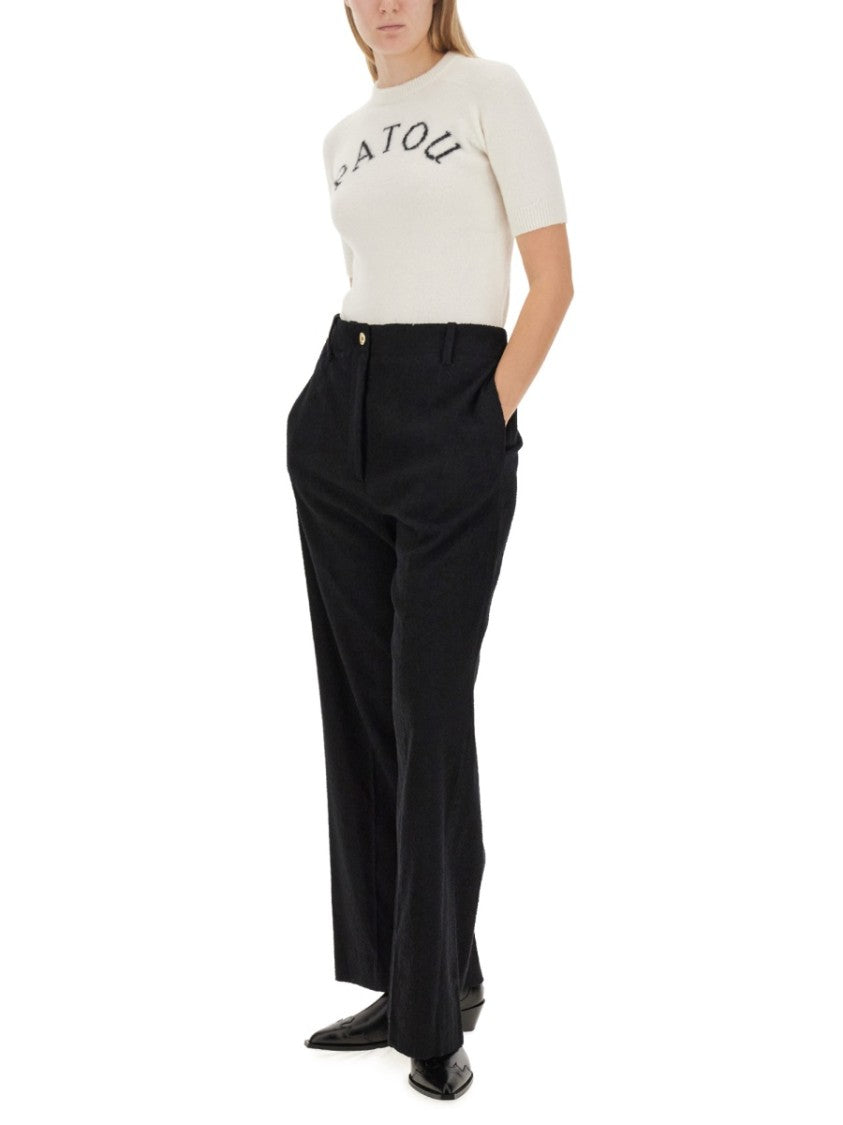 Patou Wide-Leg Black Pants With High Waist