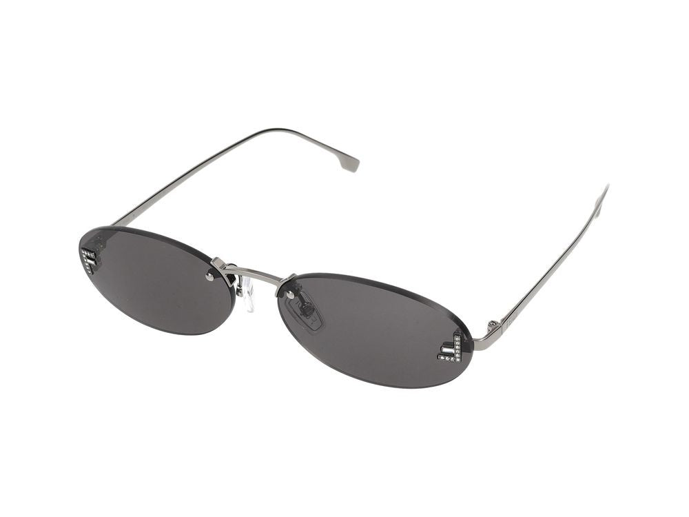 Maison Fendi Black Oval Metal Sunglasses