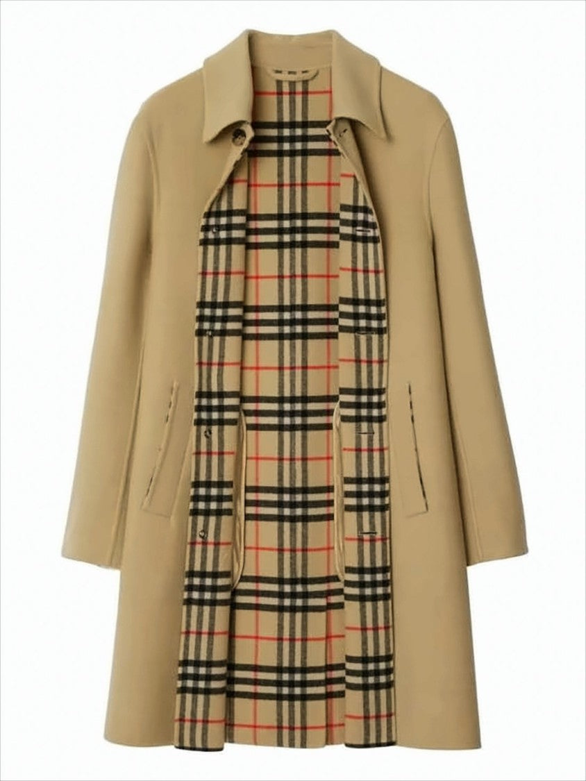 Burberry Mid-Length Brown Wool Coat