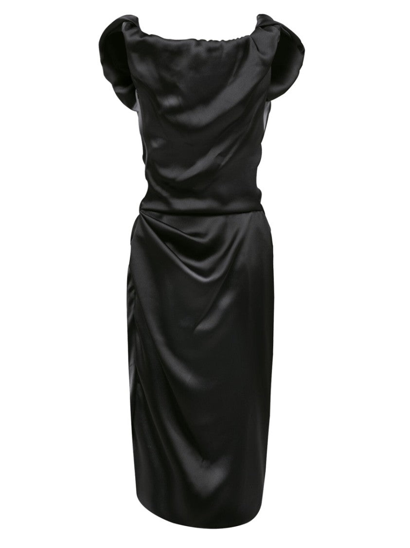 Vivienne Westwood Black Ginnie Amber Polyester Midi Dress