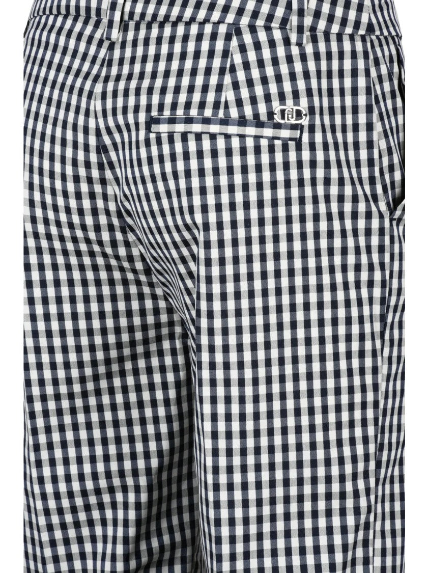 Liu Jo White/Blue Gingham Capri Length Bermuda Shorts