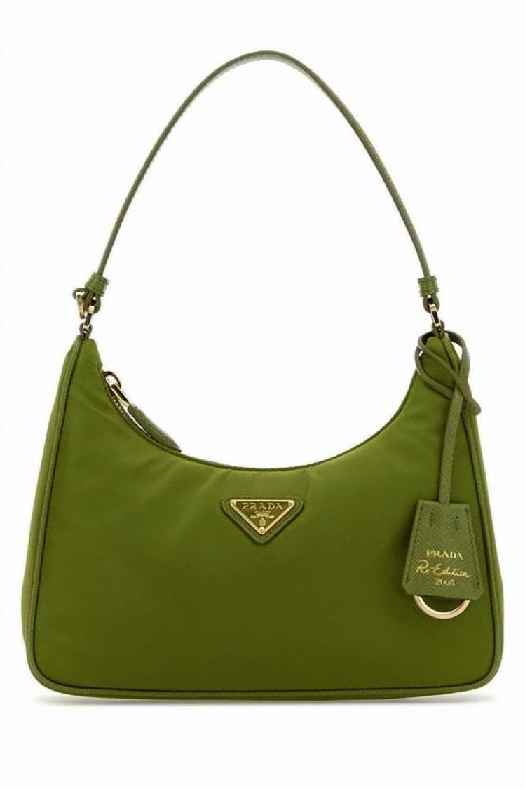 Prada Structured Green Polyamide Shoulder Bag