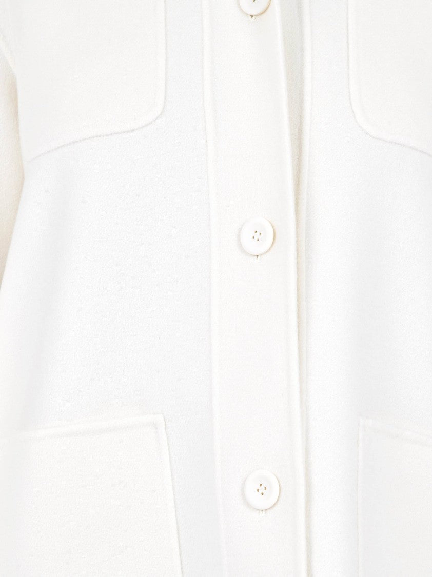 Max Mara Chic White Overshirt In Wool-Silk-Cashmere Blend