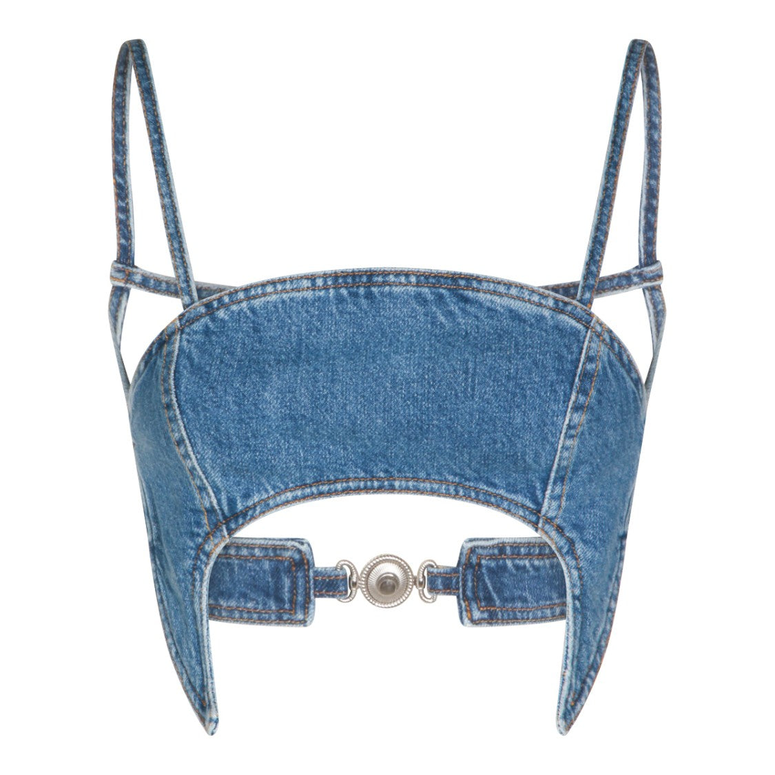 Marine Serre Blue Denim Cut Out Top