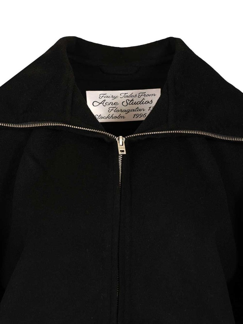 Acne Studios Minimalist Black Jacket With Tailored Fit And Classic Collar